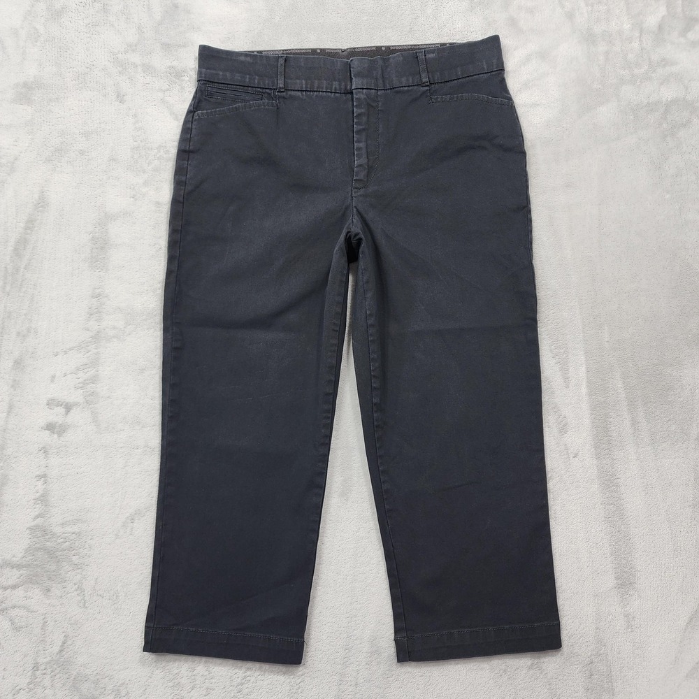 Gloria Vanderbilt Pants Womens 10 Black Charlene Capri Twill Stretch Casual
